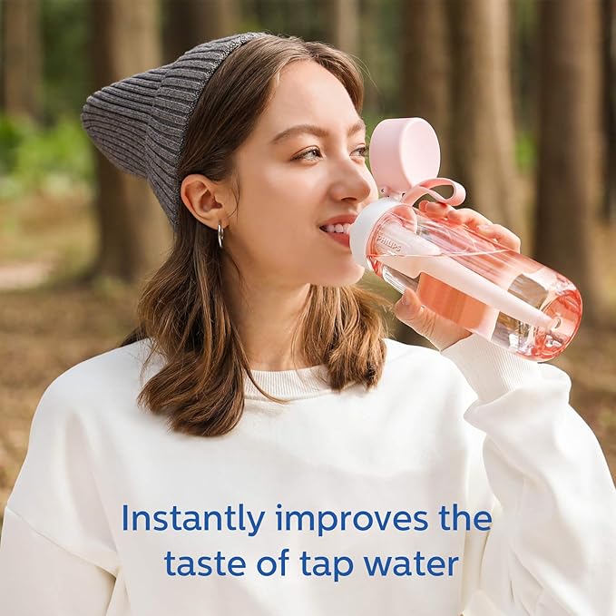 PHILIPS Filtered Water Bottle 22 Oz/36 Oz with Philips GoZero Everyday Water Filter, BPA-Free Tritan Plastic, Purify Tap Water Into Healthy Drinking Tasting Water