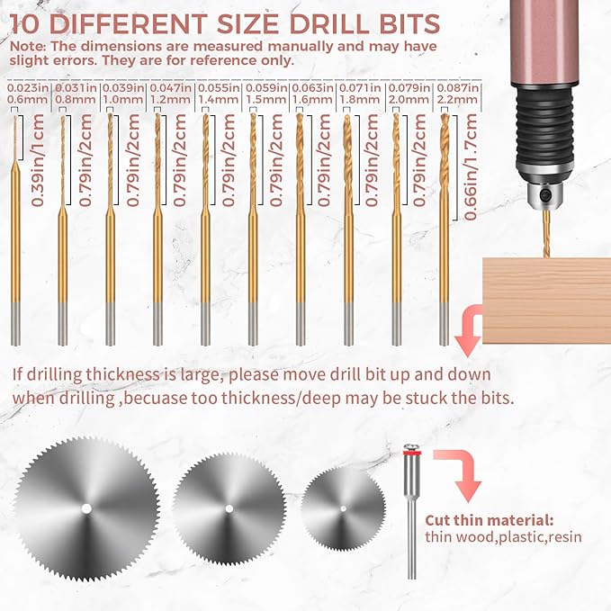 3-Speed Cordless Mini Drill Pen, Rechargeable DIY Electric Hand Drill with 10 Small Drill Bits for Jewelry Making Stone Plastic Resin Keychains-Beginner Friendly (Red Brown)