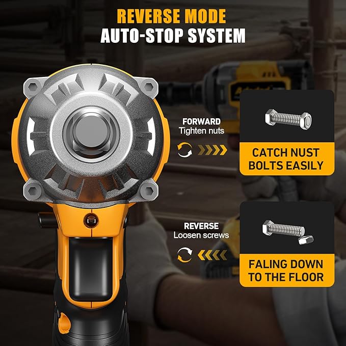 1/2 Power Impact Wrench 400N.m/ 300ft-lbs Impact Gun Cordless Electric Impact Driver with Battery and Charger include 17/19/20/21mm Sockets and 5 inch Extension Rod