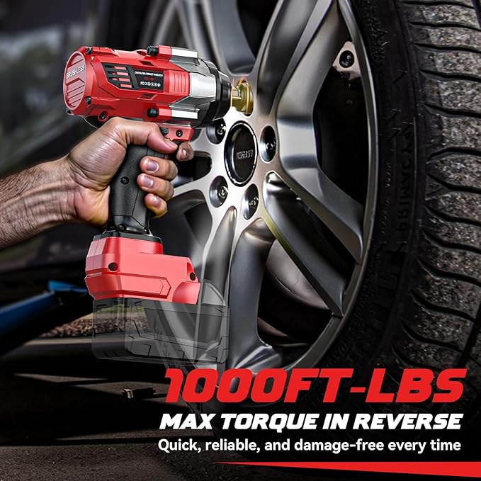Cordless Impact Wrench 1/2” Compatible with Milwaukee 18v Battery(No Battery), 1000FT-LBS(1360N.m) High Torque Impact Driver, Electric Impact Gun with LED Work Light, Variable Speeds, 4-Speed Control