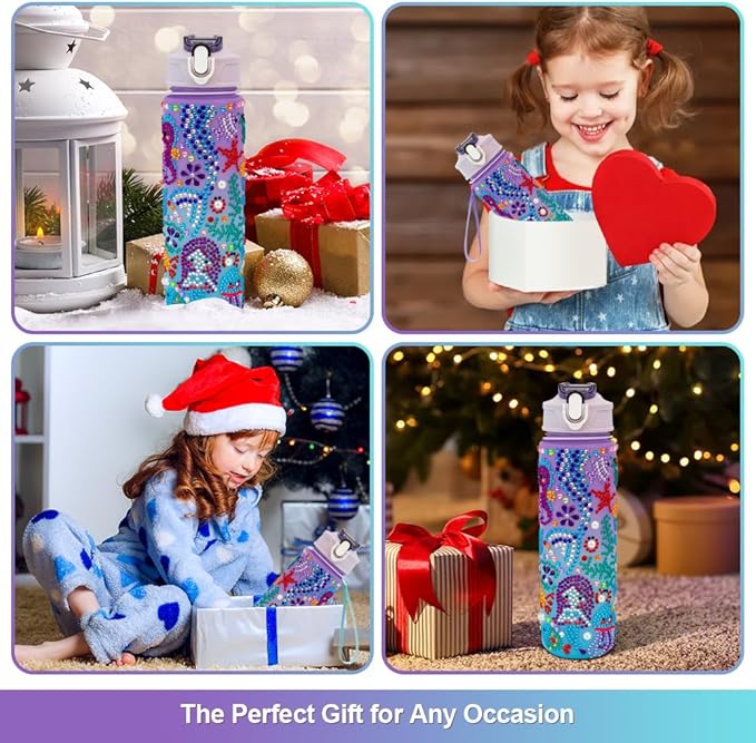 Decorate Your Own Water Bottle Kits for Girls, Mermaid Toys for Girls 10-12, 6-12 Year Old Girl Birthday Gifts Painting Crafts, Mermaid Arts and Crafts Gifts Toys for Girls Birthday Christmas