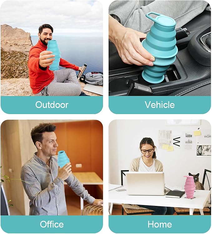 Tokhan Collapsible Silicone Water Bottle with Leak-Proof Valve - Reusable, BPA-Free, 17.6 oz/500 ml Capacity, Durable and Innovative Design - Perfect for Travel and Outdoor Activities (Gray Pink)