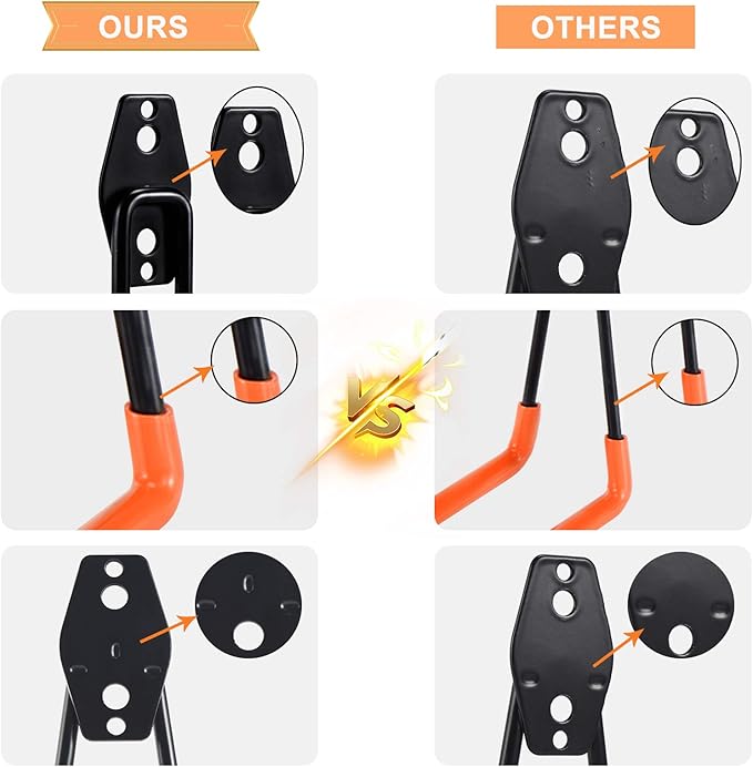 AOBEN Garage Hooks Heavy Duty, Steel Garage Storage Hooks, Utility Tool Hangers and Combinable Wall Mount for Organizing Ladder, Hold Chairs, Heavy Tools (Large U, 4 Pack)