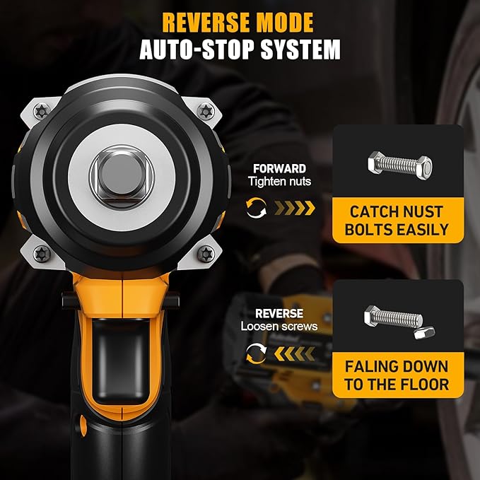 1/2 inch Brushless Impact Wrench 750N.m(553 Ft-lbs) 20V High Torque Impact Gun with 4.0AH Battery and Fast Charger Cordless Impact Driver for Car,Construction,Building,DIY