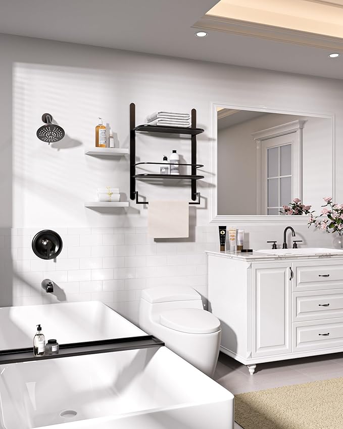 Bronze Shower Tub Faucet Set: WOWOW Single Handle Bathroom Shower Trim Kit with 6-Inch Rain Shower Head and Tub Spout, Oil Rubbed Bronze Shower Combo Wall Mount (Valve Included)