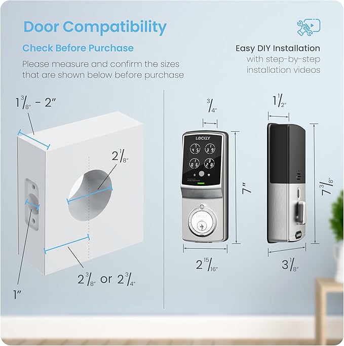 Lockly Smart Lock Model 7S, Bluetooth Smart Door Lock, Keyless Entry with PIN Genie® Digital Keypad, Front Door Lock Deadbolt
