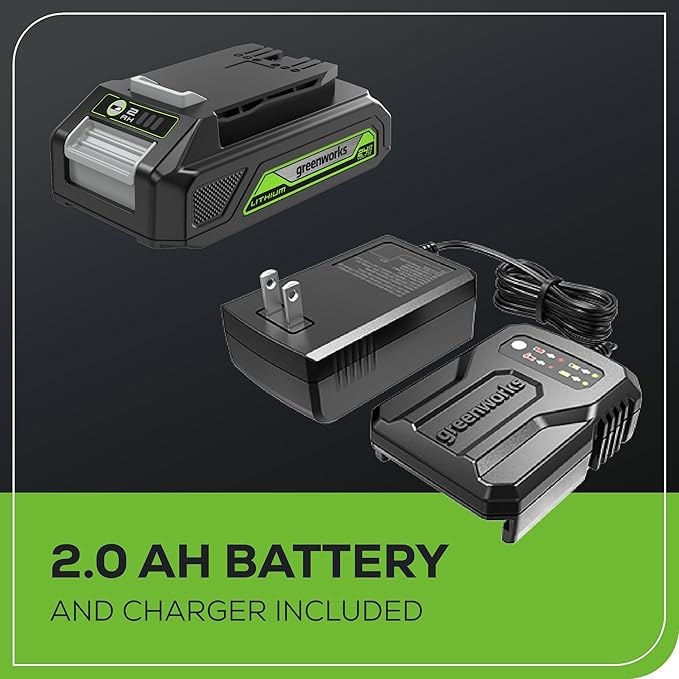 Greenworks 24V Brushless Cordless Reciprocating Saw,1" Compact One-Handed Recip Saw(3,000 SPM),Variable Speed, 2.0Ah Battery and Compact Charger Included, RSG404