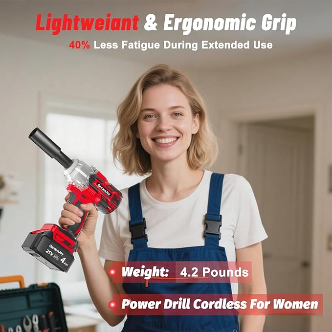Cordless Impact Wrench 1/2 Inch, 21V Max Brushless, 450 Ft-lbs (600N.m) Max Torque, 3-Speed, w/ 4.0Ah Battery & Quick Charger, 6Pcs Impact Sockets - for Automotive Repair, Tire Changing, Home DIY