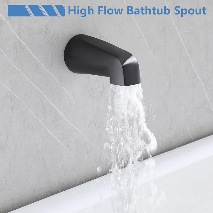3 Handles Shower Faucet Set with Tub Spout Bathtub Shower Faucets Combo Set Shower System Complete Tub and Shower Trim Kit Shower Fixtures Matte Black