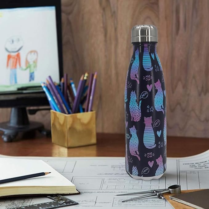 Cat Insulated Sport Water Bottles Stainless Steel Travel Mugs BPA Free Tumbler For Outdoor Camping Travel 20 OZ