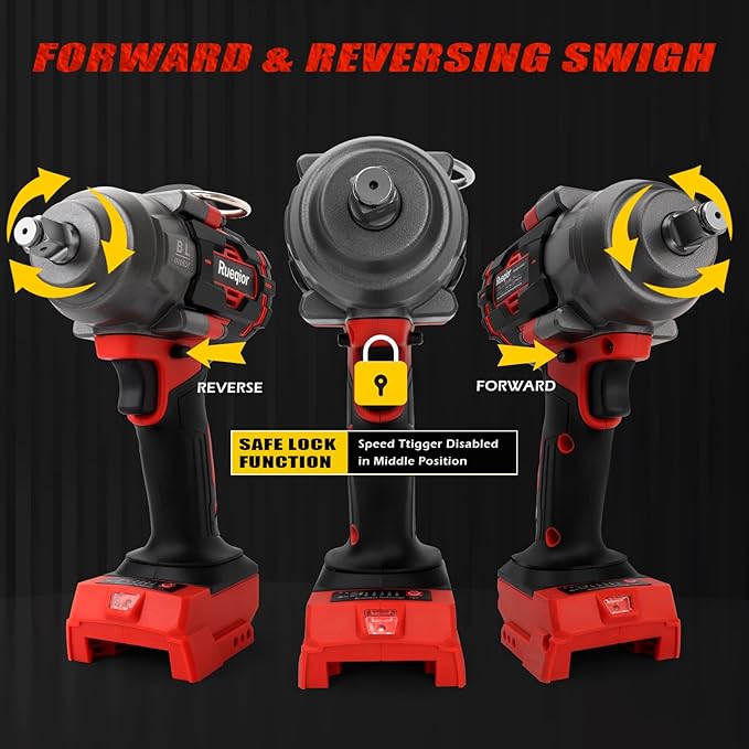 Cordless Impact Wrench 1/2" for Milwaukee 18V Battery, Impact Wrench 1000FT-LBS(1360N.m) High Torque Brushless Electric Impact, with 4 Modes Power Impact Driver for Car, Truck, Mower (No Battery)