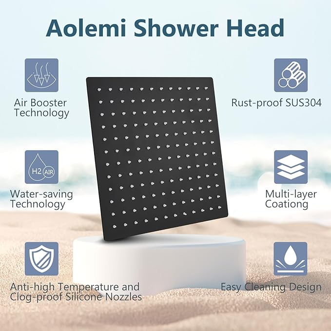Aolemi Shower System with Rainfall Shower Head and Handheld Wall Mount,High Pressure Shower Faucet Set Fixture Combo with 2 in 1 Handheld Spray Rough-in Valve,10 Inch Shower Head Matte Black