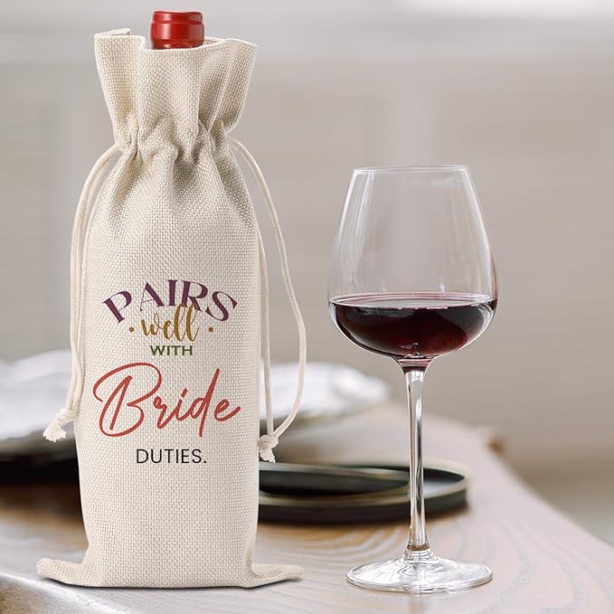 FBCCZEY Bridal Shower Wedding Gifts Wine Bag, Wedding Shower Gifts for Bride, Bride To Be Gifts, Bridal Shower Party Favors Wine Bags, Pairs Well with Bride Duties Wine Bottle Bag