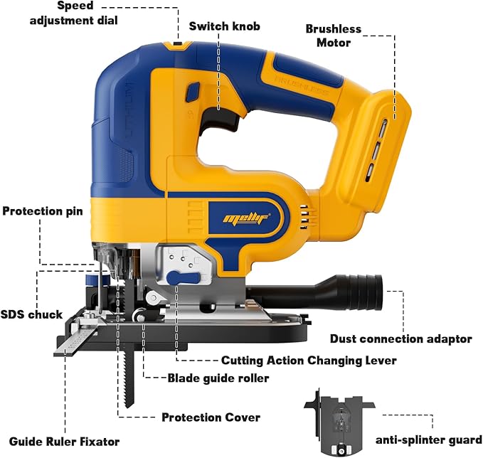 EASTYLE Cordless JigSaw Compatible with DEWALT 20V Battery,with 4Ah Battery & Charger,800-3200 SPM & 4 Cutting Positions,5.3" Wood/0.78" Aluminum Cuts,Dust Collection Port & Dual Safety Lock