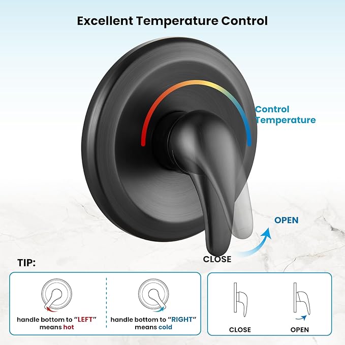 gotonovo Bathroom Shower Head Kit High Pressure Combo System Shower Faucet 6 Modes ABS Handheld Spray Shower Trim Kit Valve Included Shower Head and Handle Set Oil Rubbed Bronze