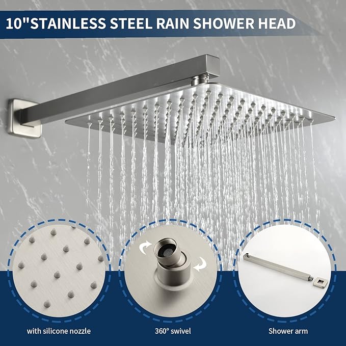 Shower Faucet Set with Waterfall Tub Spout Tub and Shower Trim Kit with Rough in Valve Waterfall Shower Tub Faucet Set Wall Mount Shower System Brushed Nickel