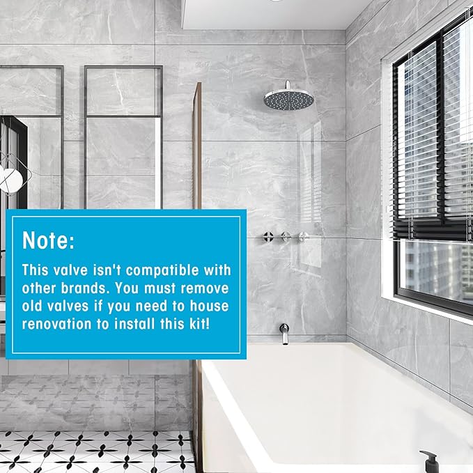 PROOX 3 Handle Tub Shower Faucet Set, 10" Rainfall Shower Head with Tub and Shower Trim Kit with Rough-in Valve, Polished Chrome Bathtub Shower Faucets, Wall Mounted Bathroom Rain Shower System