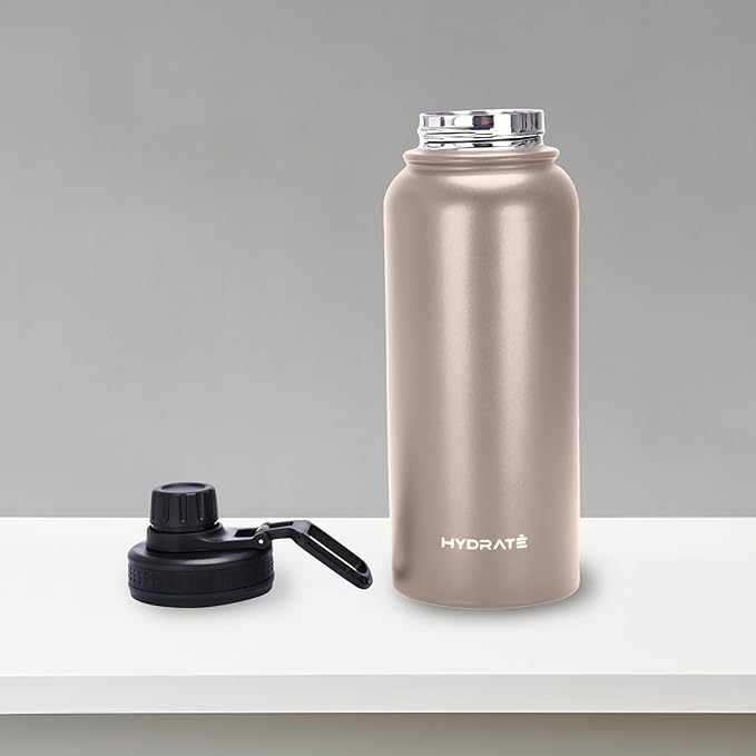 HYDRATE Insulated Stainless Steel Water Bottle - Large Reusable Flask with Leak-Proof Design and Convenient Handle - Double Vacuum Insulation for School, Work, or Adventure