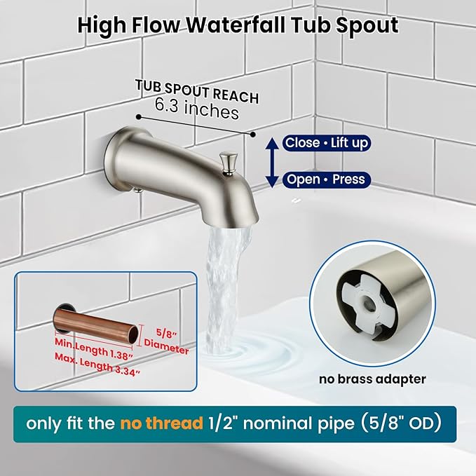 gotonovo Bathroom Shower Head Kit High Pressure Combo System Shower Faucet 6 Modes ABS Handheld Spray Shower Trim Kit Valve Included Shower Head and Handle Set Brushed Nickel