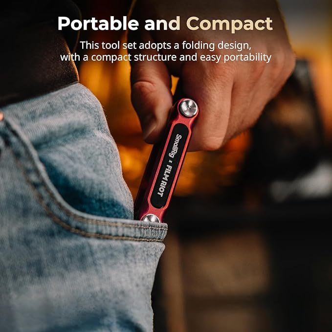 SmallRig x FILM RIOT 10-in-1 Folding Tool Set with Screwdrivers and Hex Key Wrenches, Multiple Angle Positioning, Portable and Compact Design (Red) - 4813