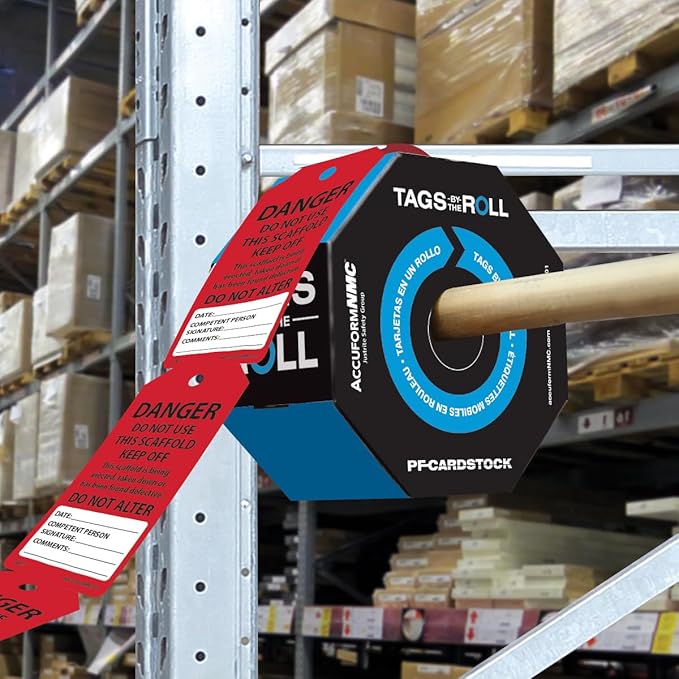 250 Scaffolding Tags by-The-Roll, Do Not Use This Scaffold Keep Off, US Made OSHA Compliant Scaffold Tags, Waterproof PF-Cardstock, Resists Tears, 6.25"x3", TAR111