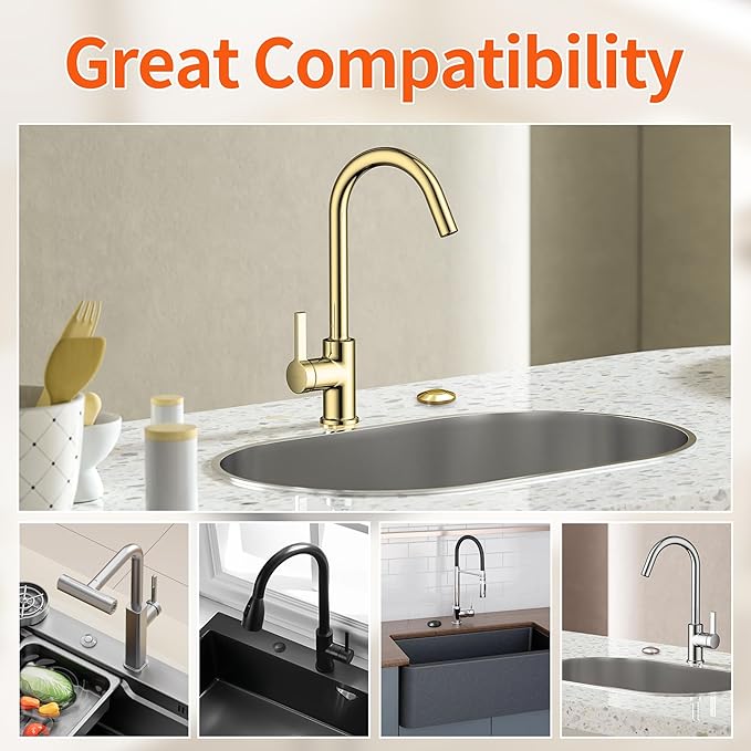 Joinfworld Garbage Disposal Air Switch Kit Waterproof Garbage Disposal Button Kit with Long Garbage Disposal Switch Brushed Brass/Brushed Champagne - UL Listed