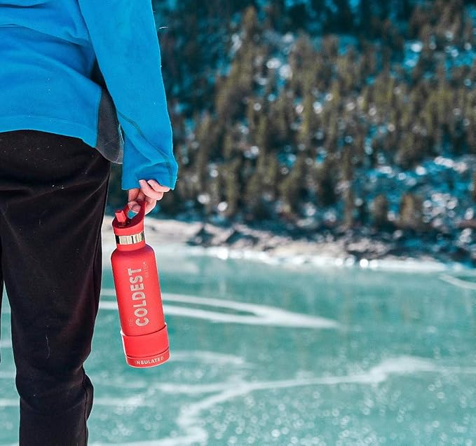 Coldest Water Bottle with Standard Mouth Straw Lid Metal Thermos Vacuum Insulated Stainless Steel l Reusable Leak Proof Cupholder Flask (21 oz, Epic White)