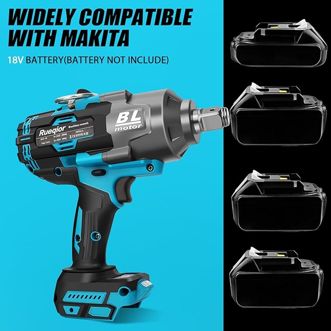 Cordless Impact Wrench 3/4" for Makita 18V Battery, Impact Wrench 1500FT-LBS(2000N.m) High Torque Brushless Electric Impact, with 3 Speed Modes Power Impact Driver