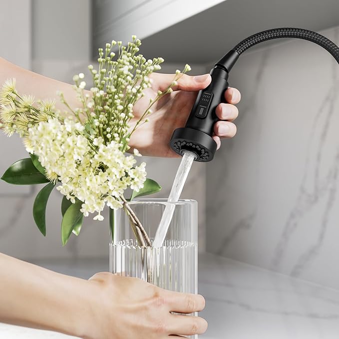 KRAUS Bolden 2-Function Single Handle Pull Down Kitchen Faucet in Matte Black, KPF-1616MB