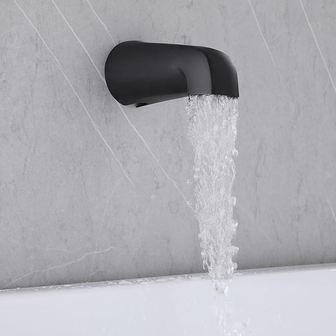 3 Handle Tub Shower Faucet Matte Black, Bathtub Shower Faucet Set With Tub Spout, Tub and Shower Trim Kit with Valve