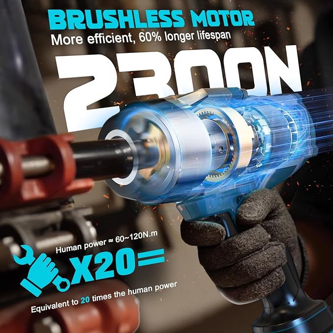 Cordless Impact Wrench 1/2" Compatible with Makita 18V Battery, 1700 Ft-lbs High Torque Impact Driver, Brushless Electric Impact Gun with 4 Speed Modes & LED Light for Car, Truck, Mower(Bare Tool)