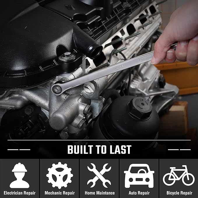 DURATECH 17mm Extra Long Ratcheting Wrench, Metric, CR-V Steel