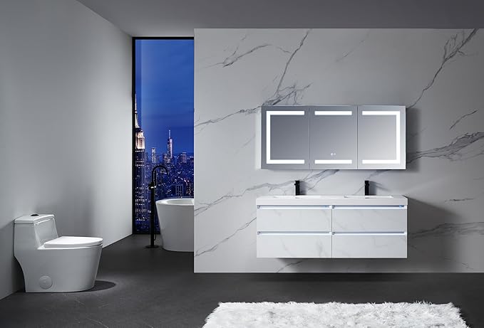 Blossom 60x26 LED Medicine Cabinet Mirror for Bathroom - Recessed/Surface Lighted Medicine Cabinet with Mirror - Anti-Fog, Dimmable 3 Color Makeup Mirror - Wall Mounted Storage