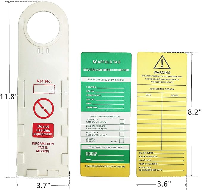 Scaffold Status Holder and Tags, 10 Holder, 10 Scaffold Tags, 11-3/4" Height, 3-1/2" Width (Set of 10)