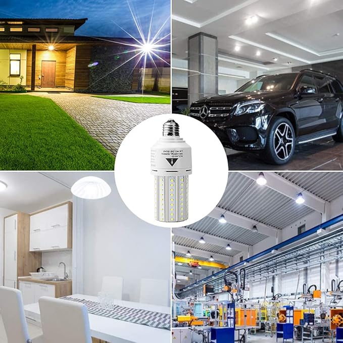 ZP 2-Pack Led Light Bulb 400W Equivalent 6250 Lumen 5000k Cool Daylight White E26/E27 Medium Base 50W Led Corn Light for Outdoor Indoor Lamp Area Garage Warehouse Workshop Street Backyard New Upgrade