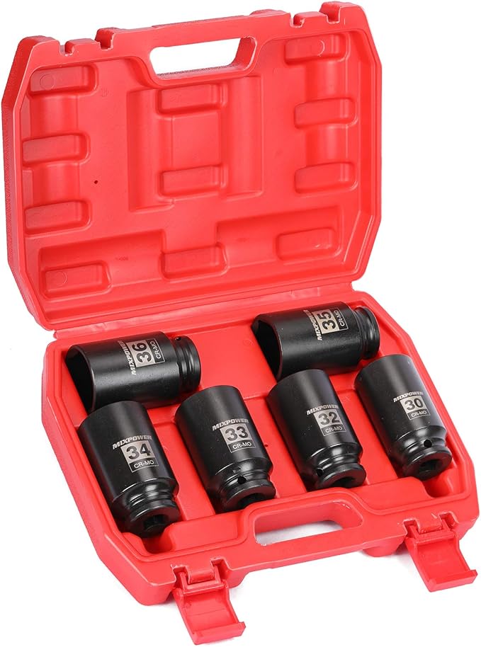 MIXPOWER 6-Piece1/2- Inch Drive Deep Impact Socket Set, Impact Grade Socket Set, 6 Point, CR-MO, Metric,30mm, 32mm, 33mm, 34mm, 35mm, 36mm