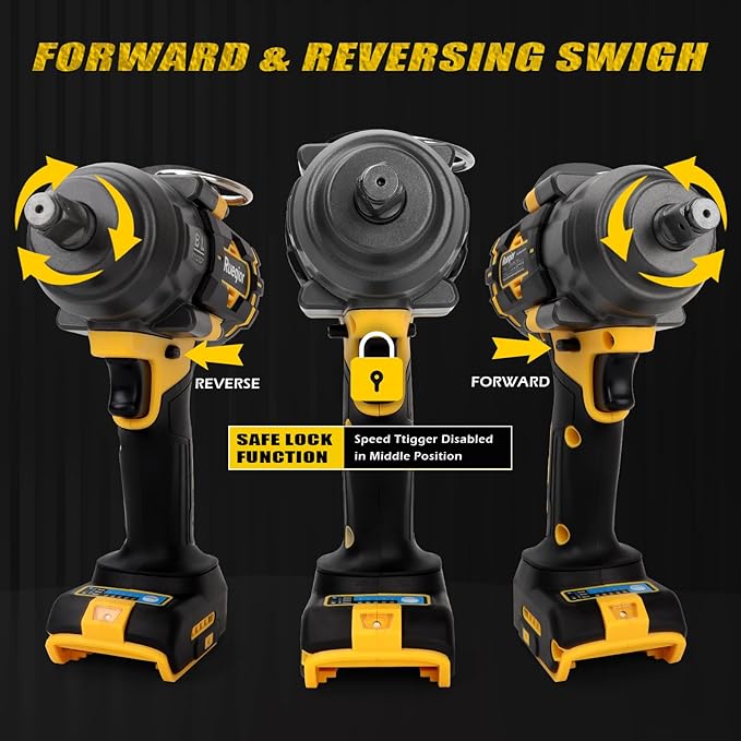 Cordless Impact Wrench 1/2" for DeWalt 20V MAX Battery, Impact Wrench 1000FT-LBS(1360N.m) High Torque Brushless Electric Impact, with 4 Modes Power Impact Driver for Car, Truck, Mower (No Battery)