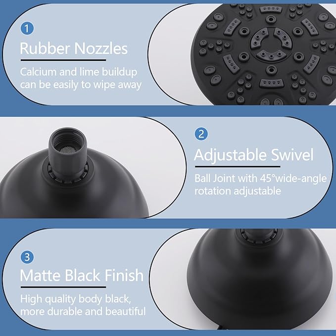 2 Handles Shower Faucet Set with Tub Spout Bathtub Shower Faucet Combo Set Shower System Complete Tub and Shower Trim Kit Wall Mounted Shower Fixtures Matte Black