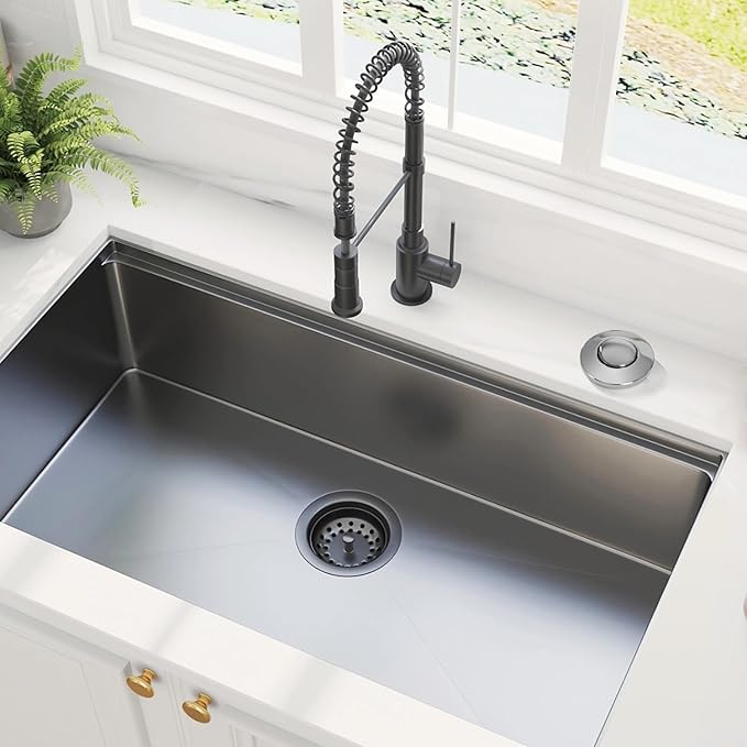 Garbage Disposal Air Switch Kit, Sink Button Food Waste Disposals Part On/Off Air Button Stainless Steel Polished (Chrome, LONG/3.6")