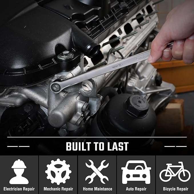 DURATECH 12mm Extra Long Ratcheting Wrench, Metric, CR-V Steel