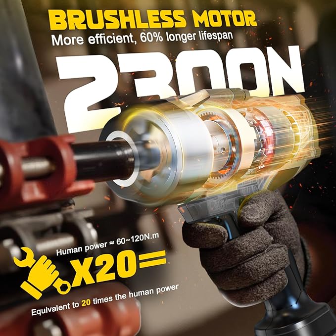 Cordless Impact Wrench 1/2 inch Compatible with Dewalt 20v Battery, 1700 Ft-lbs High Torque Impact Driver with 6Pcs Sockets & Storage Case, Brushless Electric Impact Gun with 4-Speed & LED Light