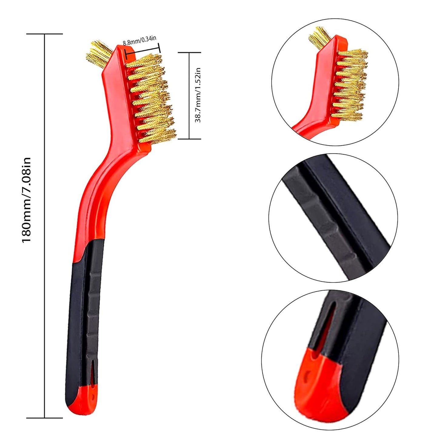 Wire Scratch Brush Set Soft Grip for Rust, Dirt & Paint Scrubbing with Deep Cleaning (24, 24PCS - 10PCS Stainless Steel Wire 10PCS Brass Wire and 4PCS Nylon Wire)