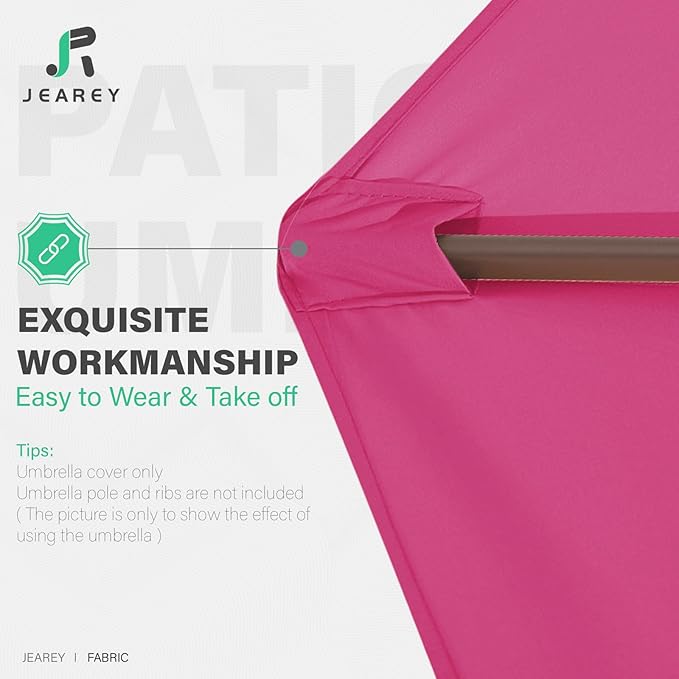 JEAREY 9 ft Patio Umbrella Replacement Canopy for 8 Ribs, Table Market Yard Umbrella Replacement Top Cover-Pink (Canopy Only)