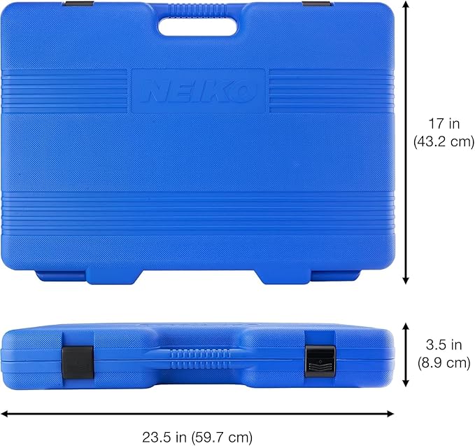Neiko 02472A 3/8-Inch-Drive Colored Mechanics Tool Ratchet, Socket Set, 76-Piece Standard and Deep SAE Sizes 1/4" to 1" Metric Sizes 6 mm to 24 mm Made with CrV Steel for Auto Repair