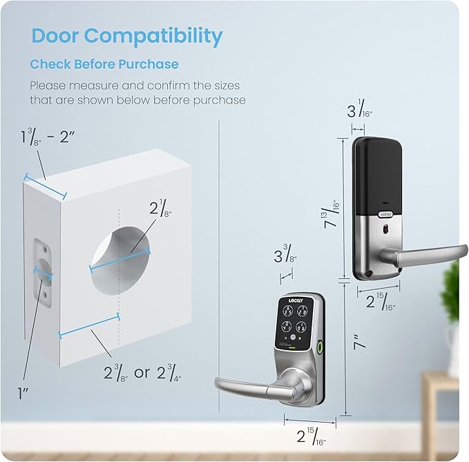 Lockly Secure Pro Smart Lock Wi-Fi, Keyless Entry Digital Keypad Door Lock, 3D Biometric Fingerprint Sensor Front Door with Handle, Voice Control & Auto Lock - Latch Edition