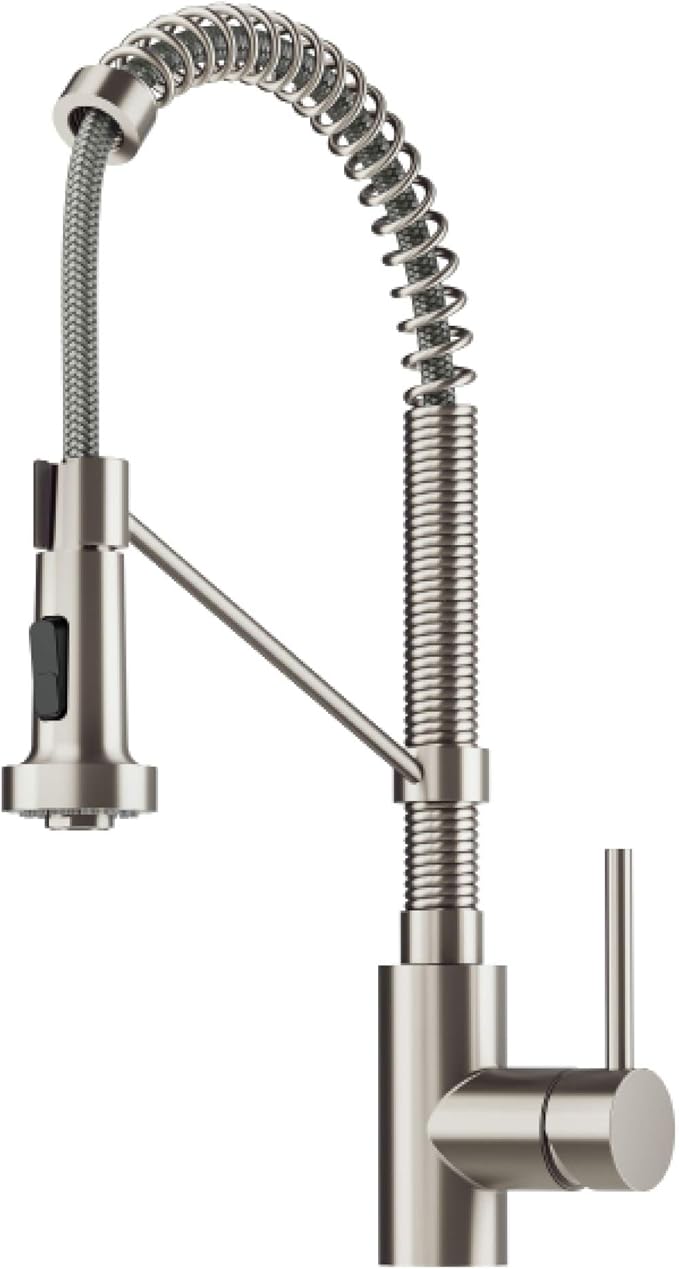 KRAUS Bolden Commercial Style 2-Function Single Handle Pull Down Kitchen Faucet in Spot-Free Stainless Steel, KPF-1610SFS