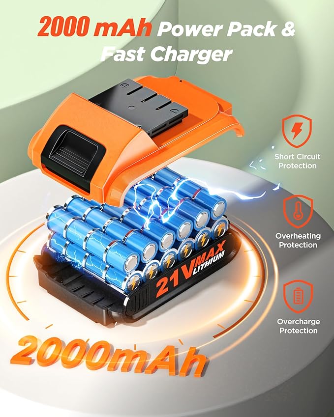 Cordless Drill Set, KELNOW 21V PowerDrill with Power Pack and Charger, 3/8-Inch Keyless Chuck ElectricDrill, 25+1 Position, 2 Speed, 27pcs Drilldriver Bits Tool Drills for DIY Projects