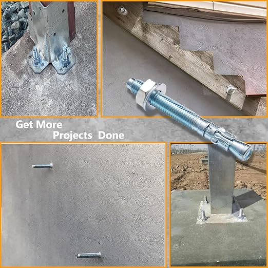 50 Pcs 3/8"x4" Zinc-Coated Wedge Anchors Wall Anchors Heavy Duty Concrete Screws and Anchors