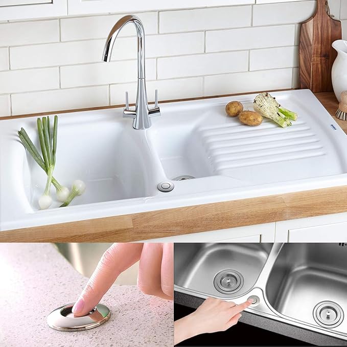 Garbage Disposal Air Switch Kit Dual Outlet Sink Top Waste Disposal Stainless Steel Brushed Nickel On/Off Air Button Food and Waste Disposals Part by Etoolcity