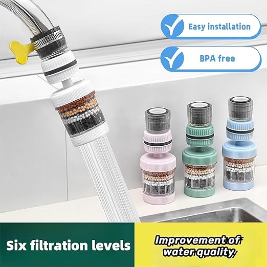 Kitchen Hotel Faucet Mounted Filter for Washing Vegetables, Fruits, Travel Portable Faucet Water Filter Filter Activated Carbon Remove Chlorine Heavy Metals Hard Water, 2-Piece Set(Pink)